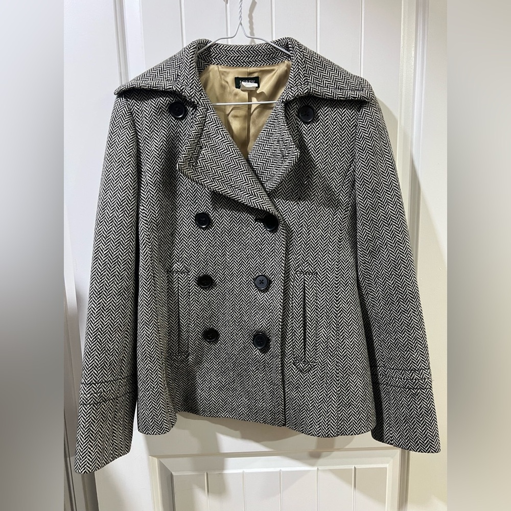J.Crew Wool Herringbone Peacoat
